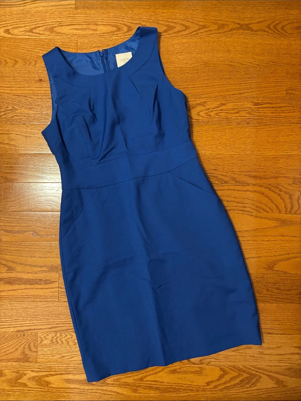 NEW J.Crew Wool Sleeveless Sheath Dress 10P 10 Petite Cobalt Blue Bright Pockets